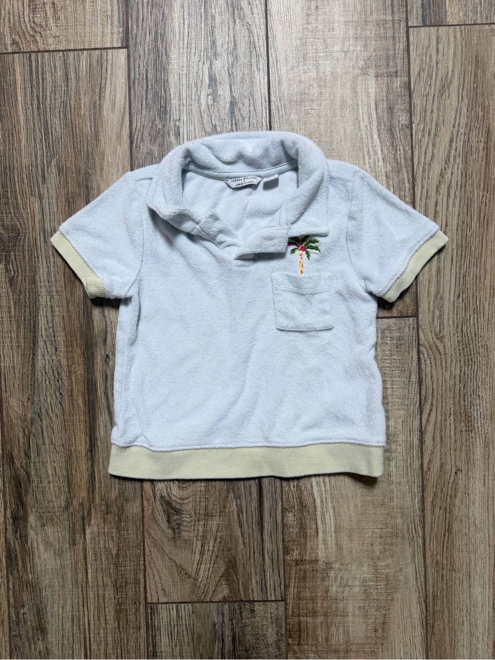 Janie and Jack White Terry Polo with Palm Tree Embroidery
